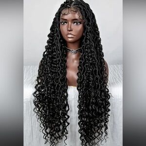 Full Lace Braided Wig Synthetic Knotless Box Goddess Faux Locs Braided Wig